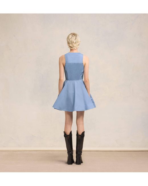 AMI Blue Ami Popeline Sleeveless Mini Dress