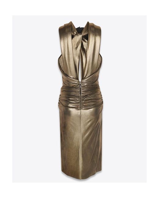 Saint Laurent Metallic Cut-Out Sleeveless Dress
