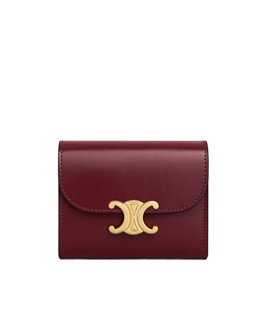 Céline Red Small Flap Wallet Triomphe