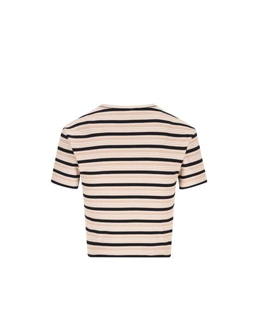 Fendi White Logo Patch Striped Cropped Jumper