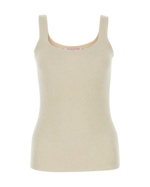 Valentino Natural Sleeveless Knitted Top