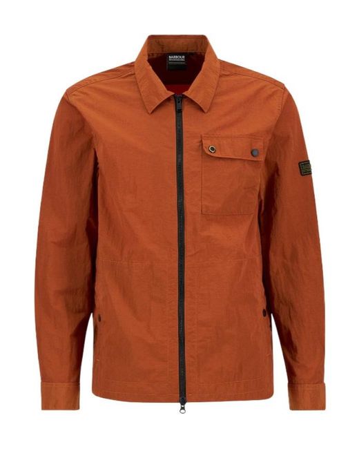 Barbour Brown Inline Zip-Through Overshirt for men