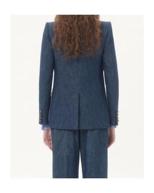 Valentino Blue Double-Breasted Denim Jacket