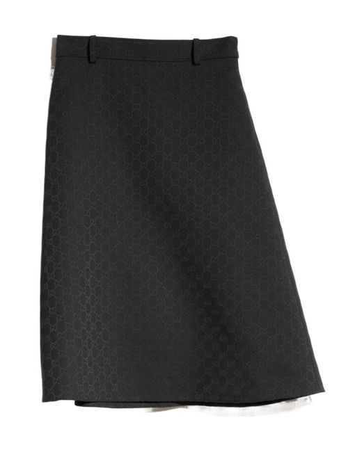 Gucci Black Gg Cotton Blend Midi Skirt
