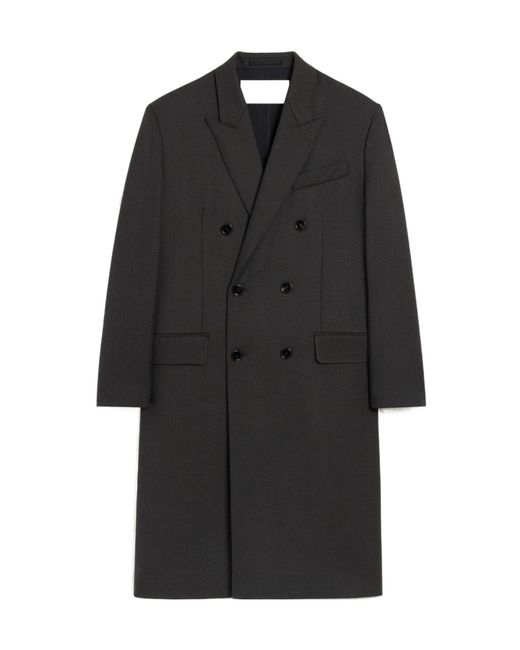 AMI Black Ami Double Breasted Straigth Coat for men