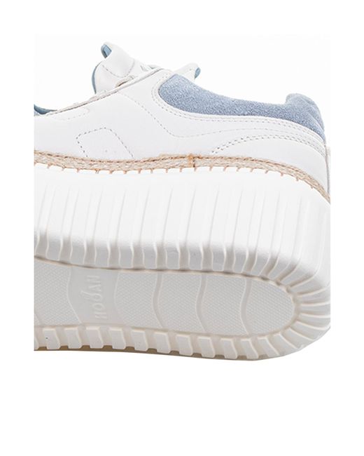 Hogan White H-Stripes Round-Head Low-Cut Casual Shoes