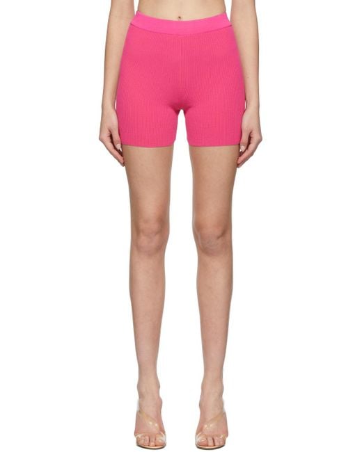 Jacquemus Pink High-Rise Ribbed Knitted Shorts
