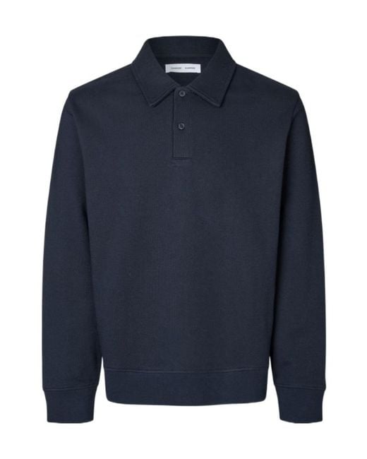 Samsøe & Samsøe Blue Samarcel Jersey Polo Shirt for men