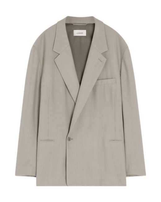 Lemaire Gray Double-Breasted Long Sleeved Blazer for men