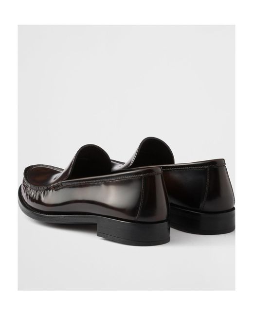 Prada Black Logo-Debossed Ruched Loafers