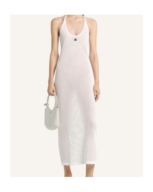 Courreges White Halter Neck Spaghetti Strap Maxi Dress