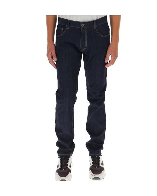 Prada Blue Five Pocket Stretched Jeans for men