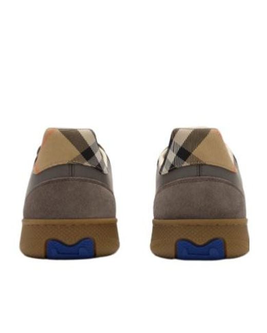 Burberry Brown Checked Lace-Up Sneakers for men
