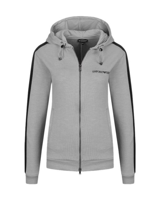 Emporio Armani Gray Logo Hooded Casual Coat