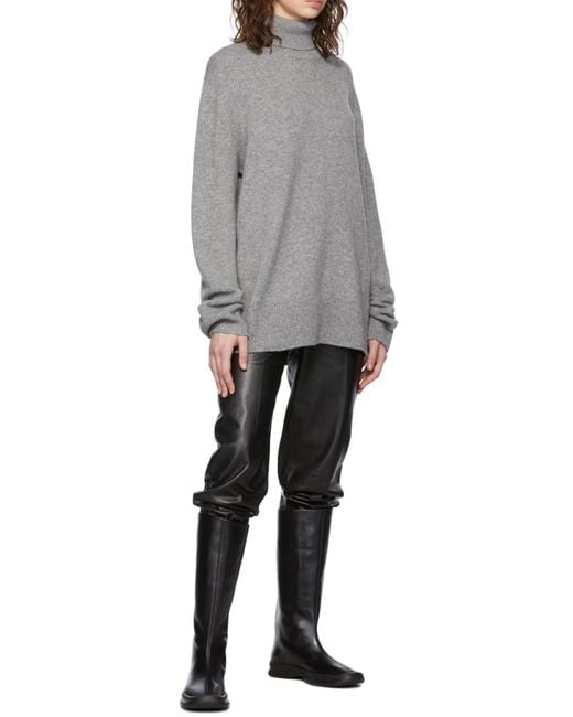 The Row Gray Stepny High-Neck Wool Sweater