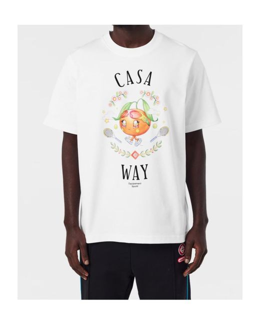 Casablanca White Logo Crew Neck T-Shirt for men