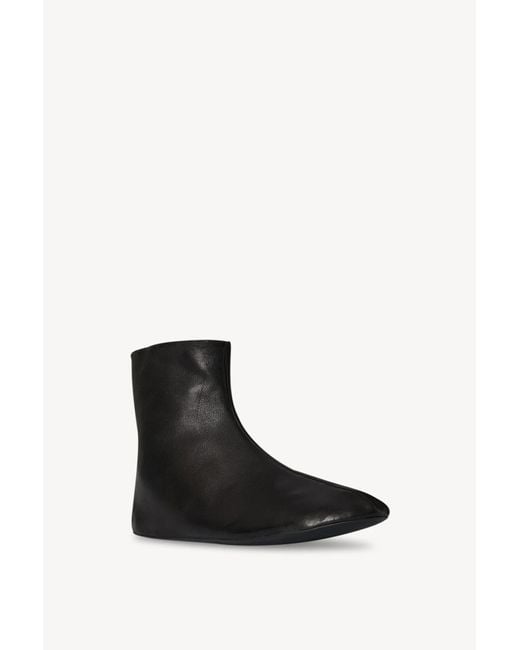 The Row Black Stella Leather Ankle Boots