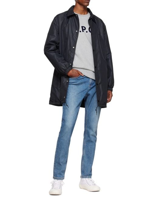 A.P.C. Gray Logo-Printed Straight Hem Sweatshirt for men