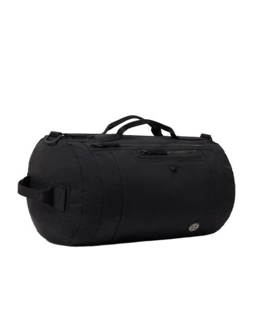 Stone Island Black Logo Detail Duffle Bag for men