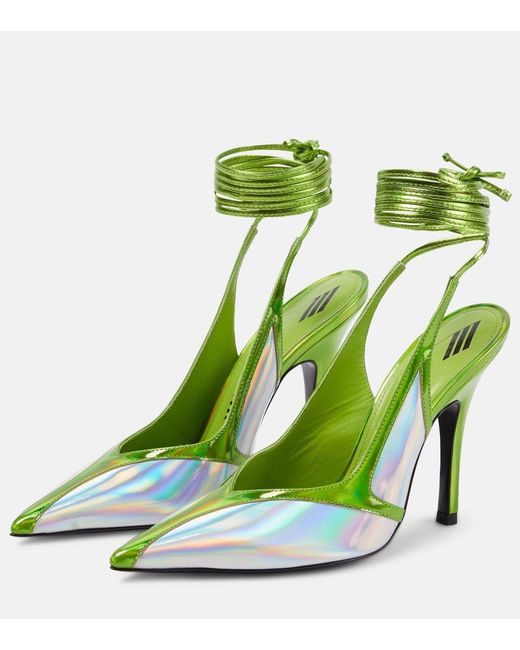 The Attico Green Venus Leather High-Heeled Sandals