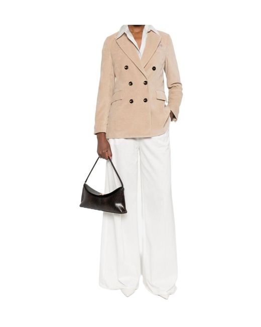 Circolo 1901 White Double-Breasted Velvet Jacket