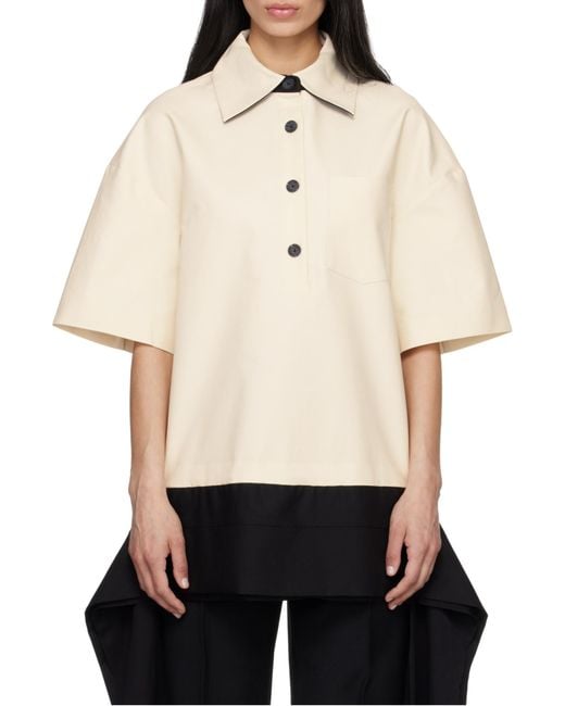 Entire studios White Contrast Hem Tie Polo Shirt