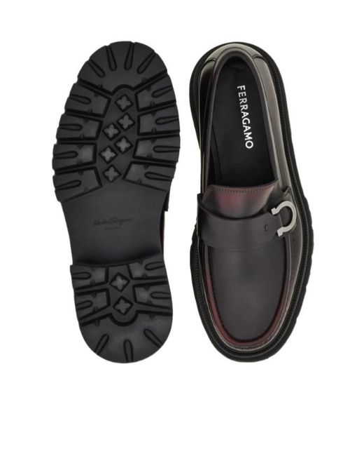 Ferragamo Black Loafer With Gancini Ornament for men