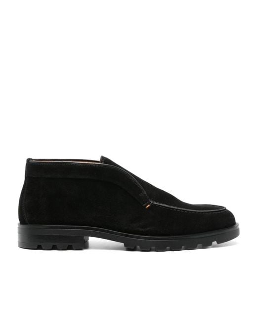Santoni Black Round-Head Short Boots for men