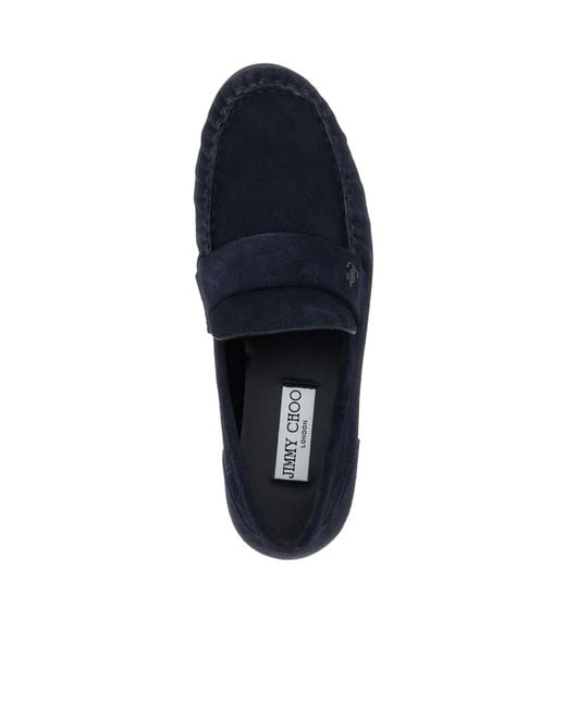 Jimmy Choo Blue Ellis Suede Flat Shoes