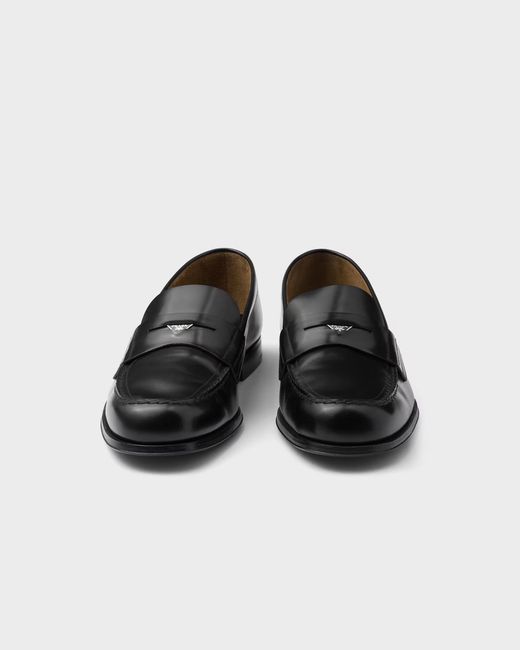 Prada Black Brushed Leather Loafers for men