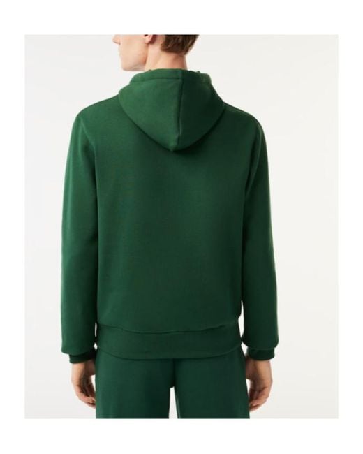 Lacoste Green Logo Embroidered Drawstring Hoodie for men