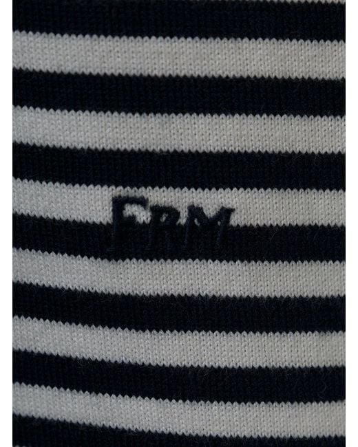 FRAME Black Striped Round-Necked T-Shirt