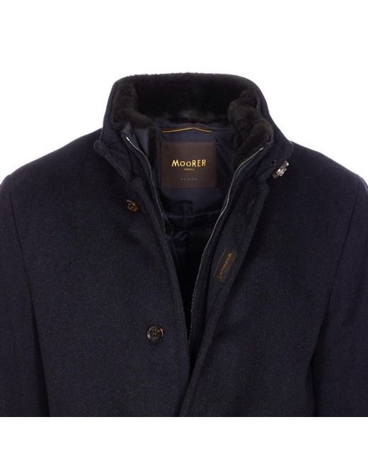 Moorer Blue Bond-Fur-Cs Single-Breasted Padded Coat for men