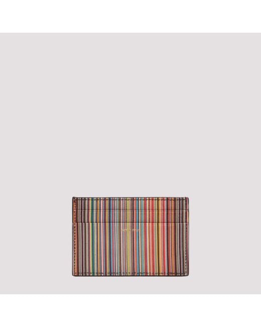 Paul Smith Black Logo Embossed Striped Cardholder for men