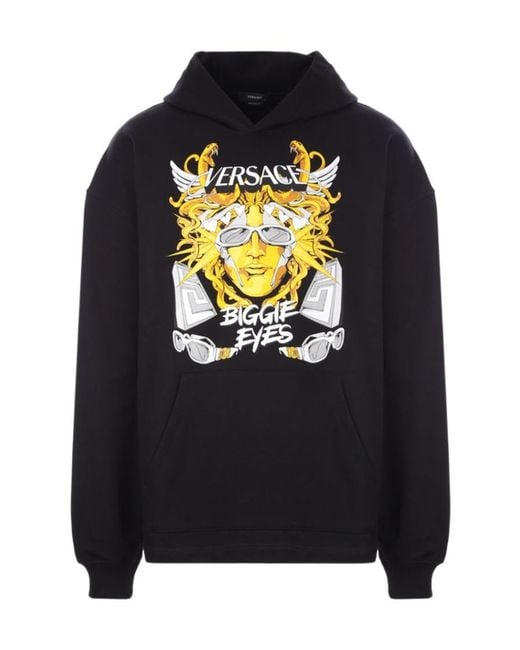 Versace Black Logo-Print Pullover Hoodie for men
