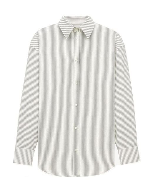 Saint Laurent White Cassandre Striped Button-Up Shirt