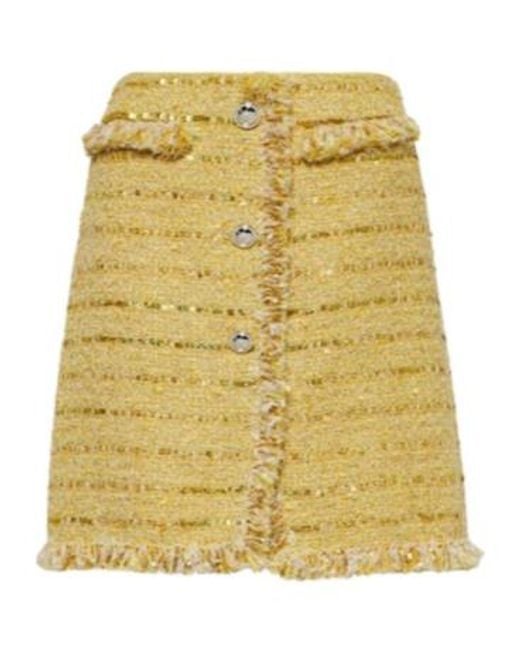 Giambattista Valli Yellow Fringed Bouclé Miniskirt
