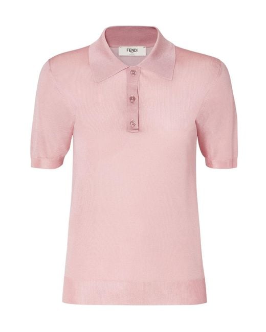 Fendi Pink Buttoned Polo Shirt