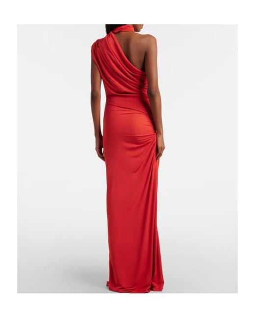 Christopher Esber Red Cutout Draped One-Shoulder Gown