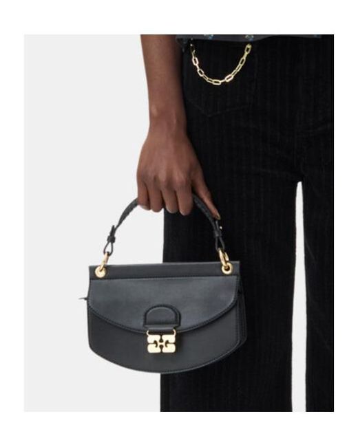 Ganni Black Mini Apo-G Tote Bag