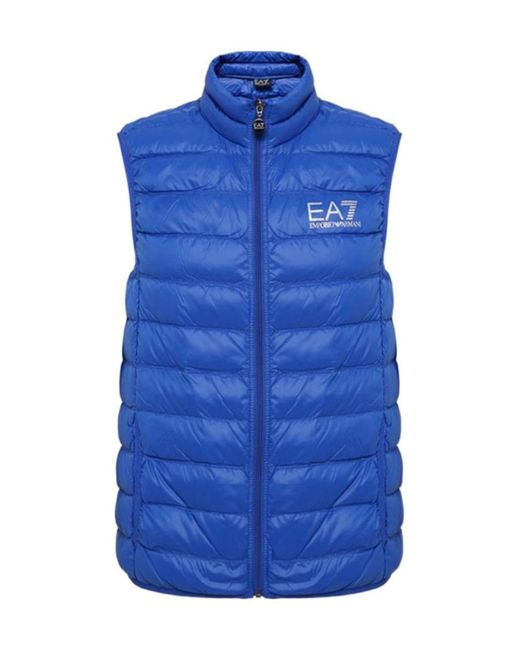 EA7 Blue Waistcoat Quilted Down Jacket for men