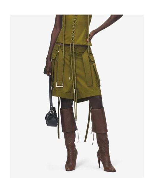 McQueen Green Oversized Cargo Shorts