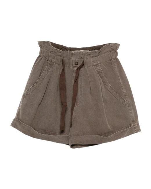 Isabel Marant Brown Nirma Cotton And Linen Canvas Shorts