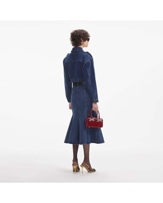 Self-Portrait Blue Denim Utility Cropped Jacket