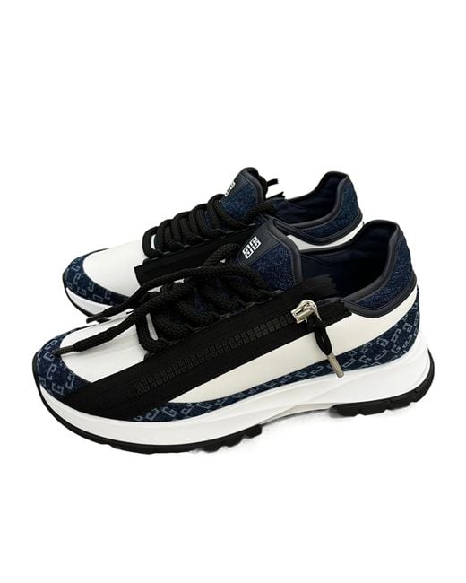Givenchy Blue Leather-Denim Monogram Spectre Sneakers for men