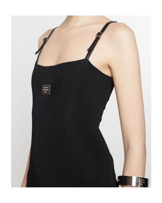 Acne Black Logo Plaque Sleeveless Dress