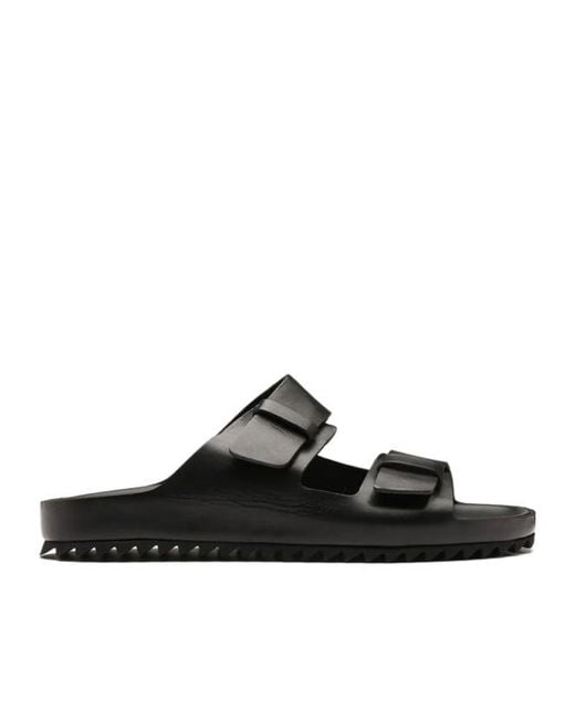 Officine Creative Black Double Strap Flat Sandals for men