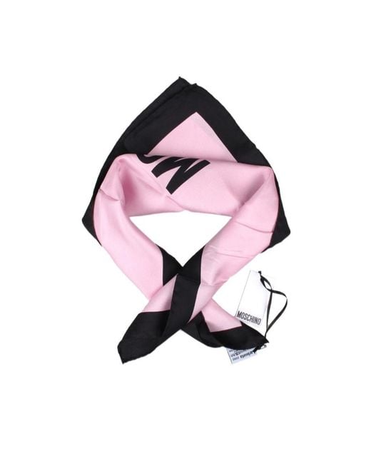 Moschino Logo Letter Question Mark Printed Silk Scarf in Pink for Men ...