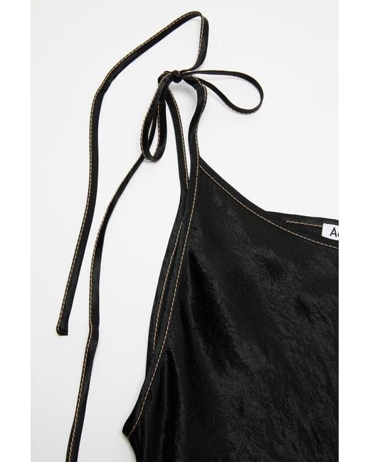 Acne Black Sleeveless Satin Maxi Dress