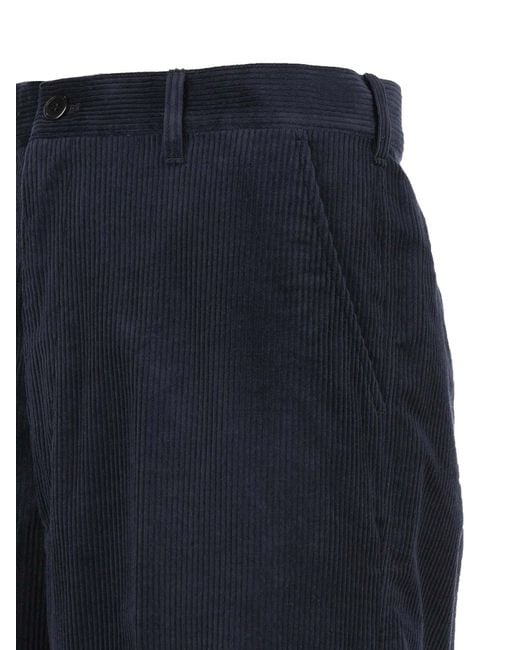 Prada Blue Corduroy Straight Leg Trousers for men